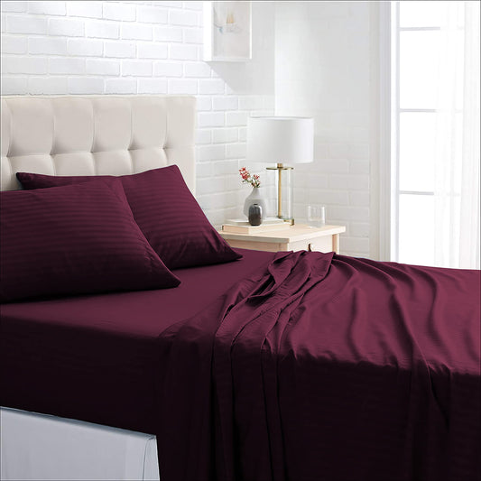 Microfiber Striped Plain King Size Double Bedsheets