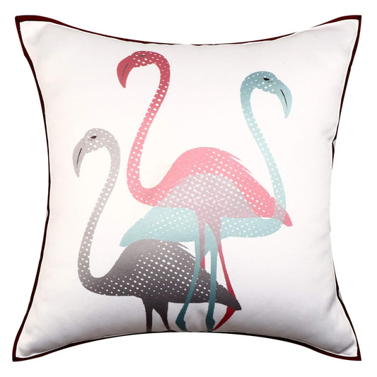 Cazimo Satin Soft Flamigo Birds Printed Cushion Covers | Hypo-Allergenic | Washable | Non-Fade Diwan Sofa Pillow Covers for Home Bed & Living Room, 40x40 Inches, Pink, Set of 5 Pcs