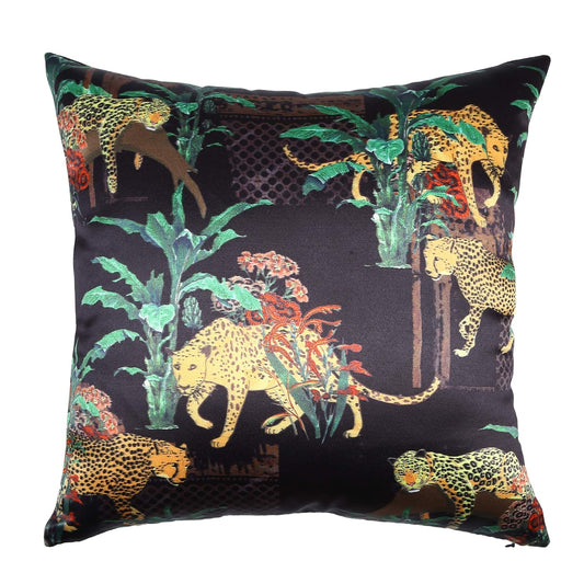 Cazimo Premium Printed Satin Cushion Covers (16 X 16 Inches, Brown) -Set of 3