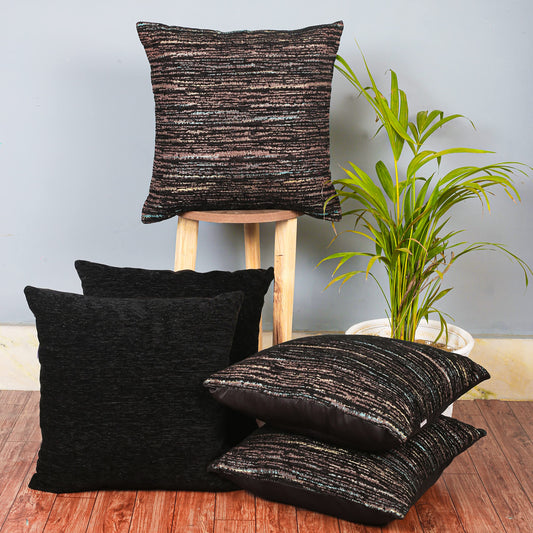 Cazimo Jacquard Decorative Abstract Design Soft Cushion Covers Hypo-Allergenic Washable Non-Fade Diwan Sofa Pillow Covers For Home Bed & Living Room Size - 16 X16 Inches, Color Baby Pink, Set of 5 Pcs