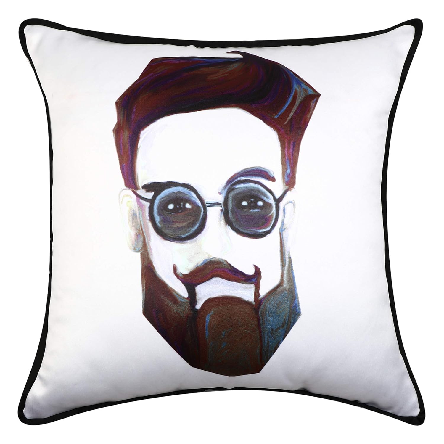 Cazimo Decorative Satin Printed Sofa Cushion Pillow Covers with Zipper for Living Room, Bedroom, Home Decor - Size: 16 x 16 Inches, Blue, Pack of 5 Pcs