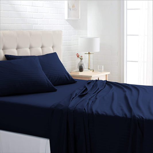 Microfiber Striped Plain King Size Double Bedsheet
