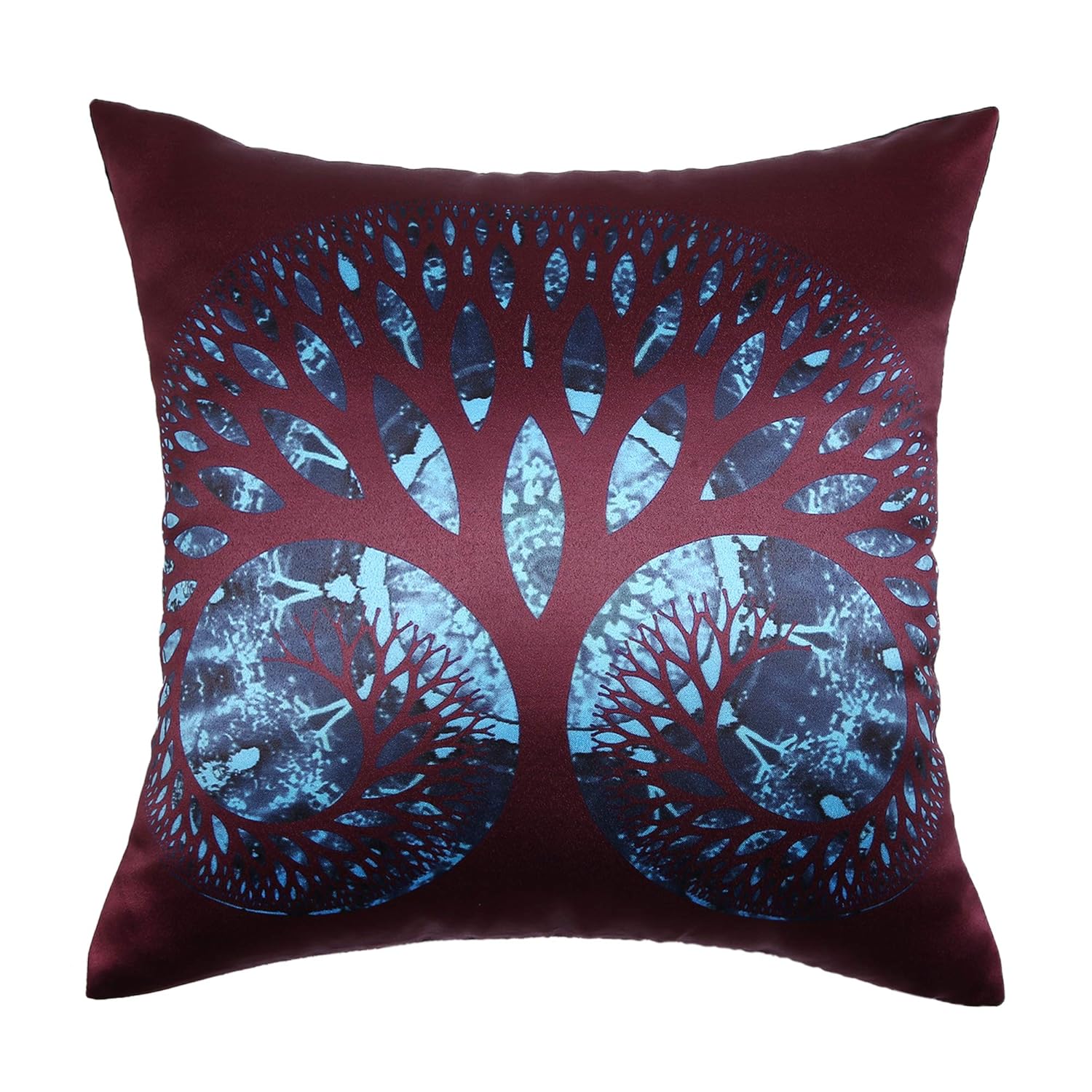 Cazimo Satin Soft Vintage Digital Printed Cushion Covers | Hypo-Allergenic | Washable | Non-Fade Diwan Sofa Pillow Covers for Home Bed & Living Room, 40x40 Inches, Blue, Set of 2 Pcs