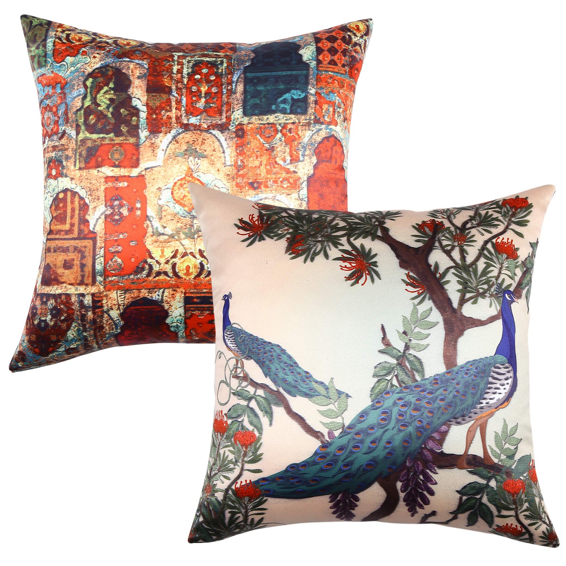 Cazimo Premium Printed Satin Cushion Covers (16 X 16 Inches, Brown) -Set of 3