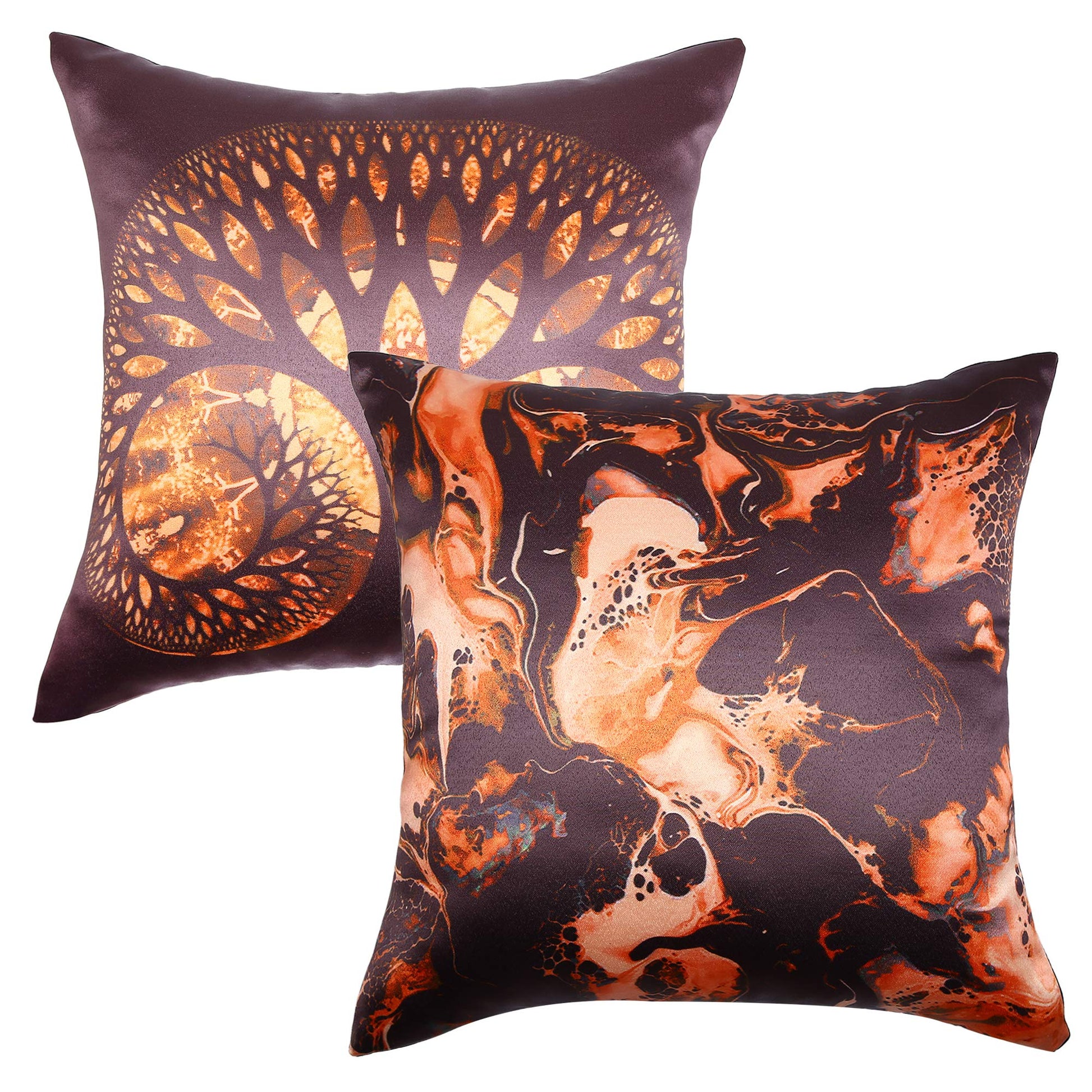 Cazimo Satin Soft Vintage Digital Printed Cushion Covers | Hypo-Allergenic | Washable | Non-Fade Diwan Sofa Pillow Covers for Home Bed & Living Room, 40x40 Inches, Blue, Set of 2 Pcs