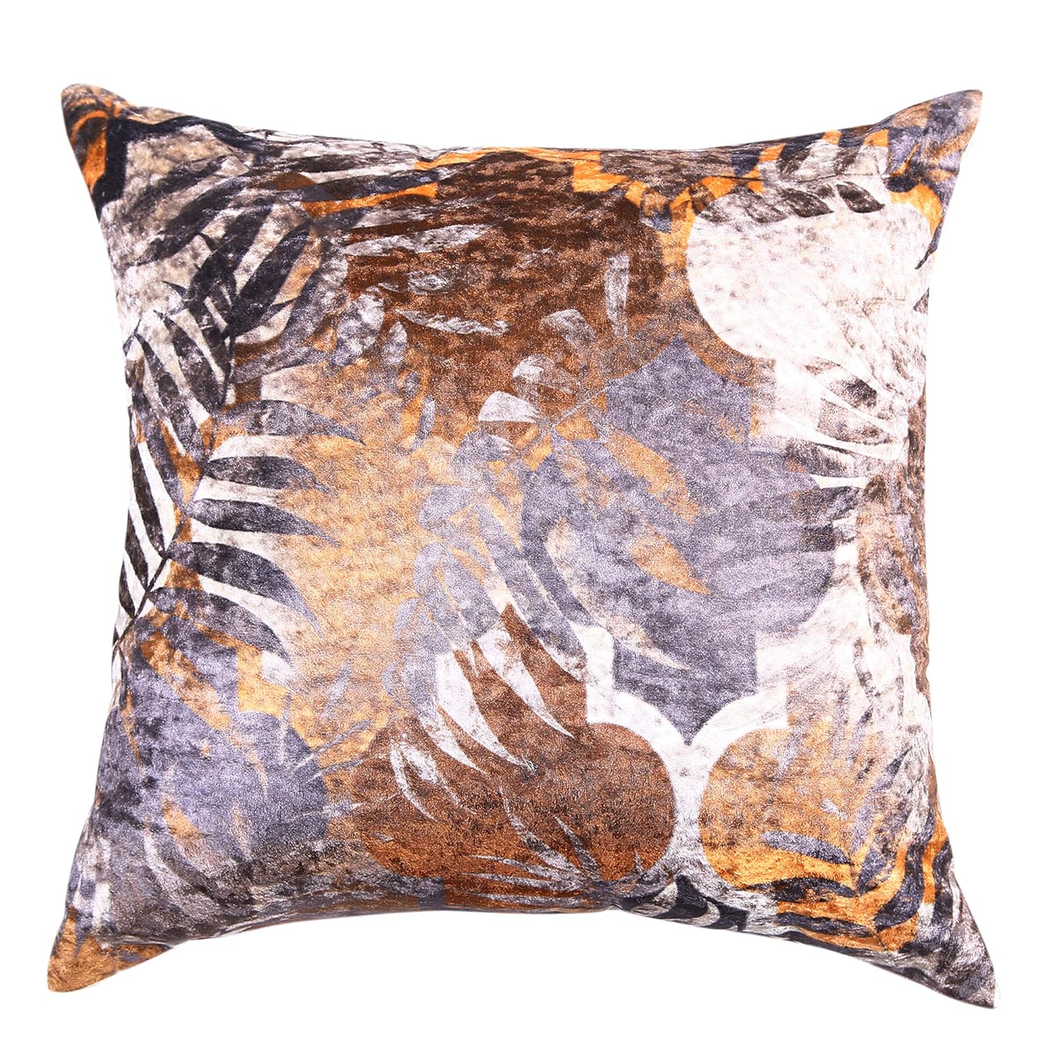 Cazimo Decorative Satin Floral Digital Printed Zipper Cushion Cover for Living Room, Sofa Bed & Couch, Size: 16 x 16 Inches, Yellow, Set of 2 Pcs