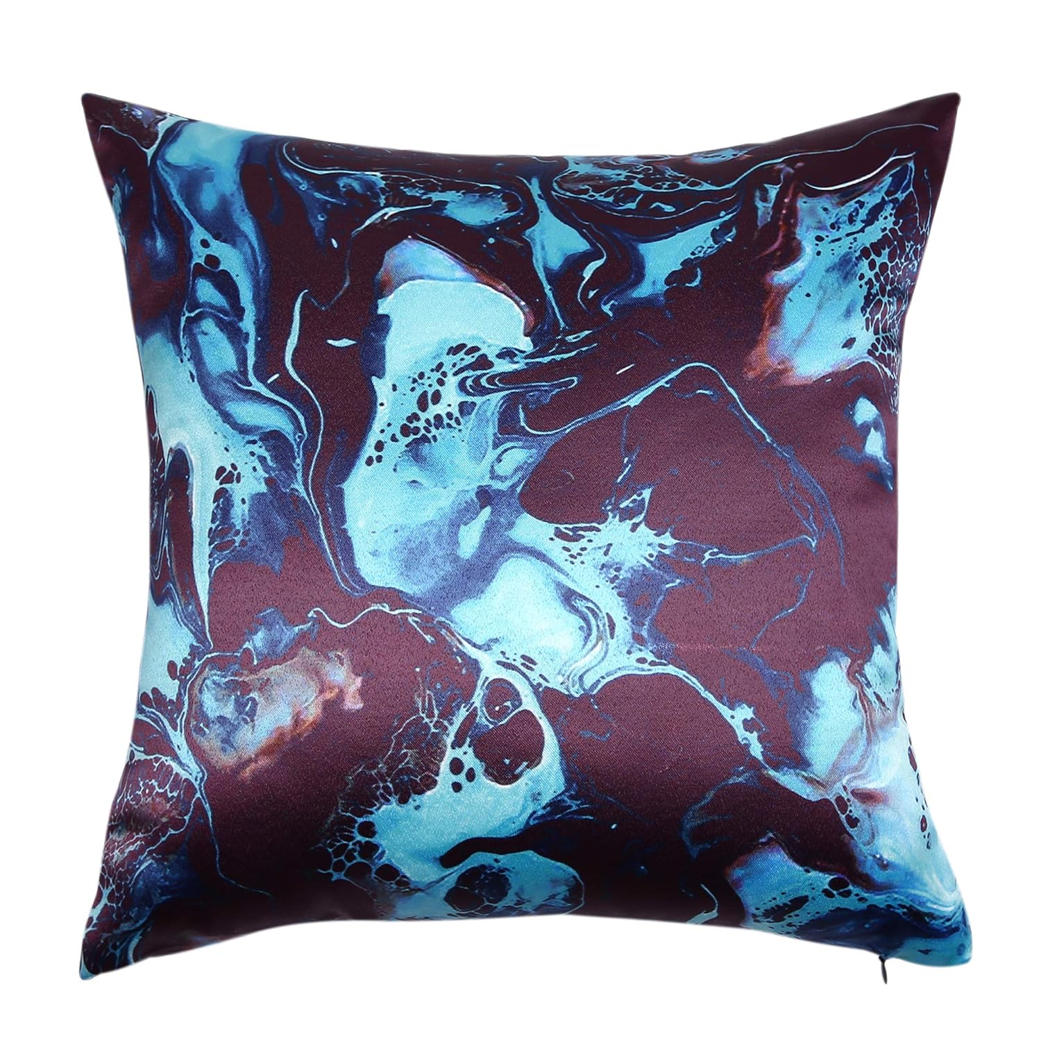 Cazimo Satin Soft Vintage Digital Printed Cushion Covers | Hypo-Allergenic | Washable | Non-Fade Diwan Sofa Pillow Covers for Home Bed & Living Room, 40x40 Inches, Blue, Set of 2 Pcs