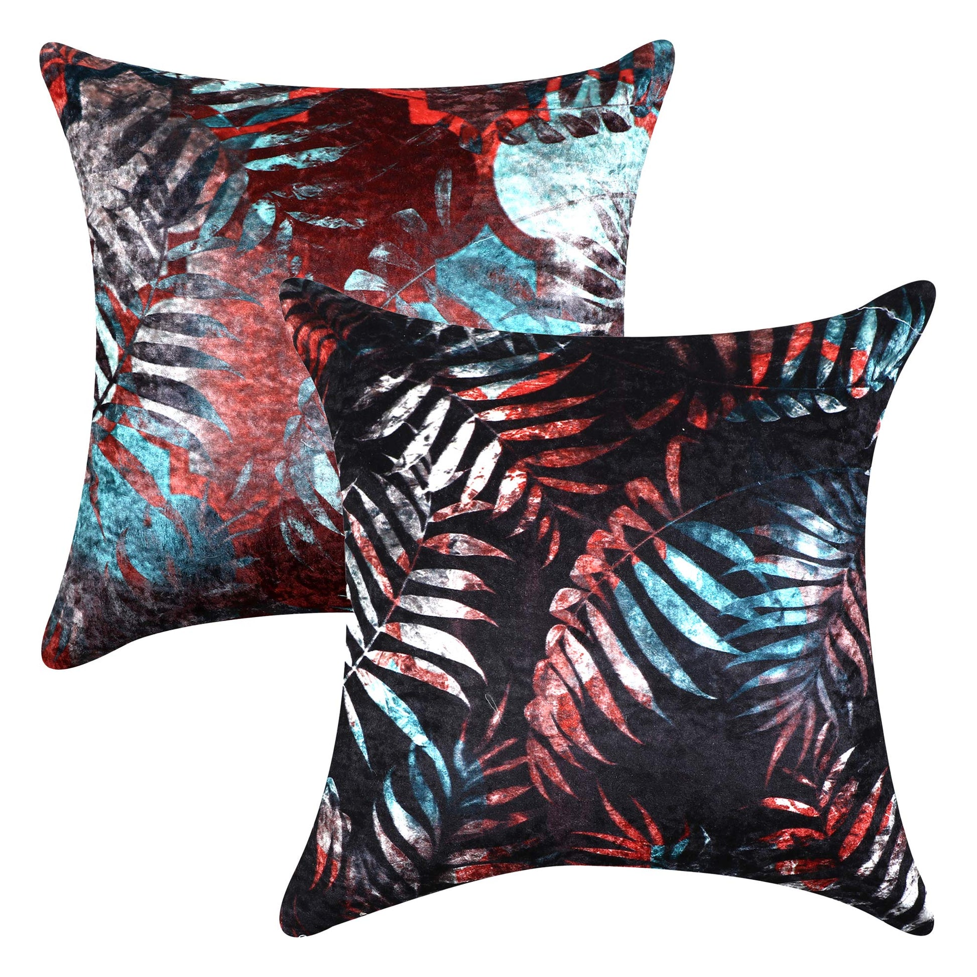 Cazimo Decorative Satin Floral Digital Printed Zipper Cushion Cover for Living Room, Sofa Bed & Couch, Size: 16 x 16 Inches, Yellow, Set of 2 Pcs