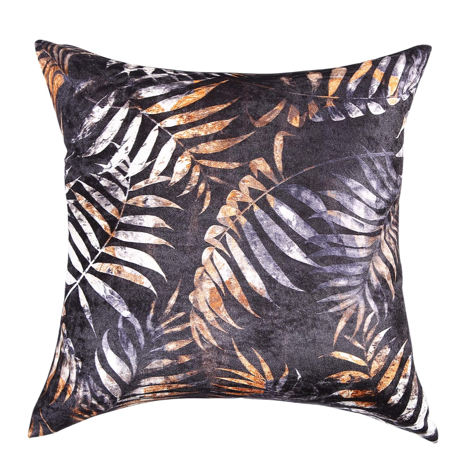 Cazimo Decorative Satin Floral Digital Printed Zipper Cushion Cover for Living Room, Sofa Bed & Couch, Size: 16 x 16 Inches, Yellow, Set of 2 Pcs