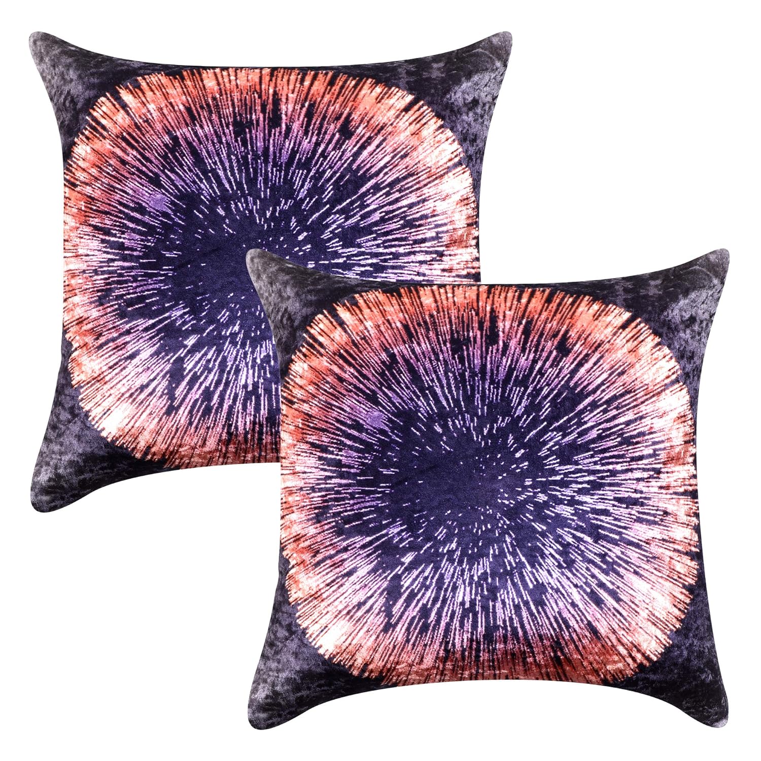 Cazimo Satin Soft Digital Printed Cushion Covers, Washable | Non-Fade Diwan Sofa Pillow Covers for Home Bed & Living Room, 40x40 Inches, Orange, Set of 2 Pcs