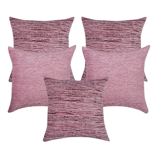 Cazimo Jacquard Decorative Abstract Design Soft Cushion Covers Hypo-Allergenic Washable Non-Fade Diwan Sofa Pillow Covers For Home Bed & Living Room Size - 16 X16 Inches, Color Baby Pink, Set of 5 Pcs